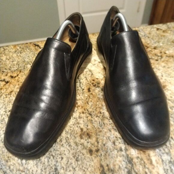 Bally Soft Italy Black Leather Slip-On Plain Toe Loafers Mens 8 - Picture 1 of 12